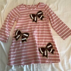 Good Lad Pink and White Striped Dress with Brown Bow Appliqués